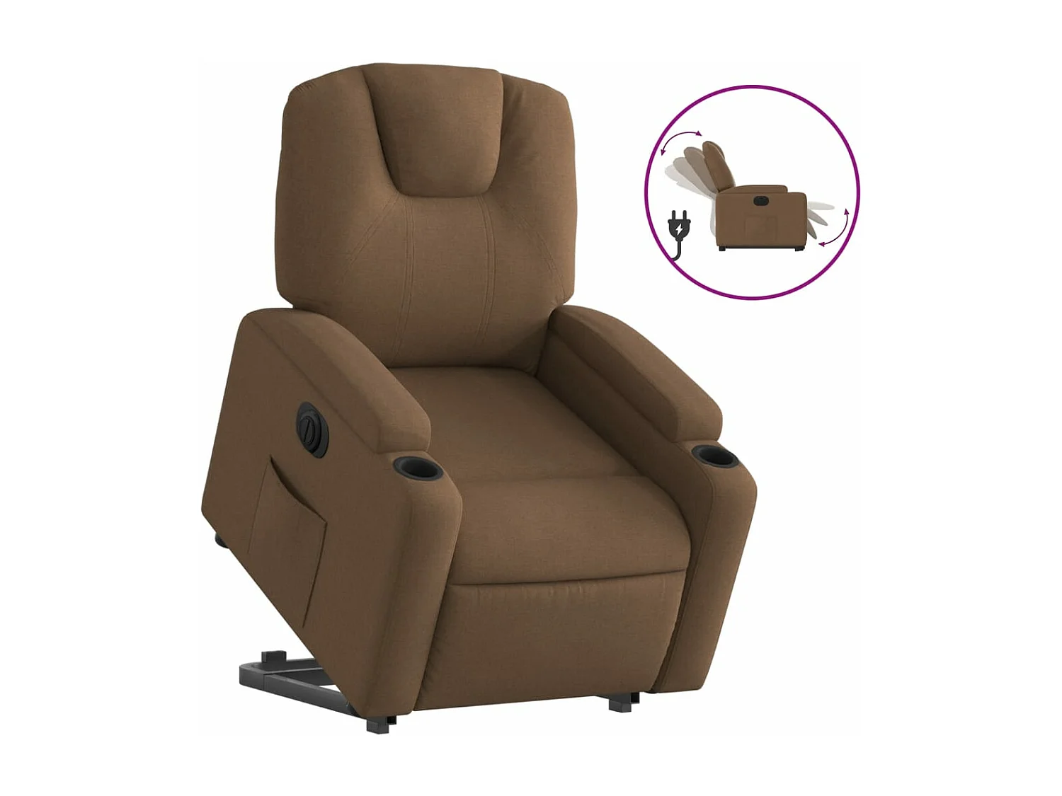 Fauteuil inclinable électrique marron tissu