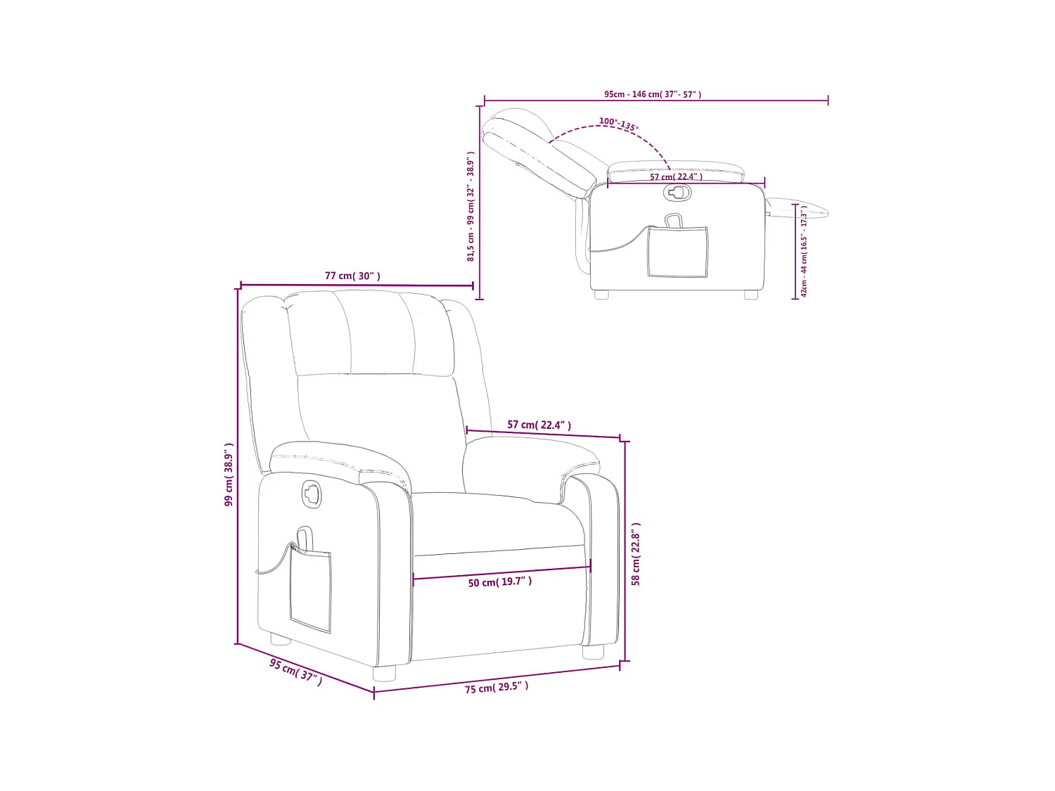 Massagestoel verstelbaar kunstleer rood
