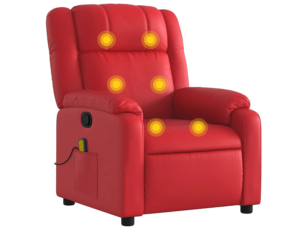 Fauteuil de massage inclinable rouge similicuir