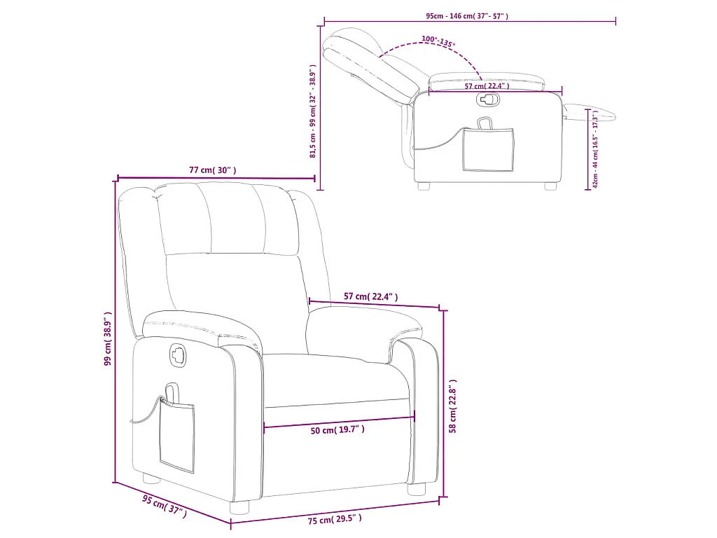Fauteuil de massage inclinable rouge similicuir