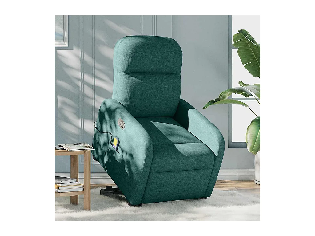 Fauteuil inclinable de massage électrique Vert foncé Tissu
