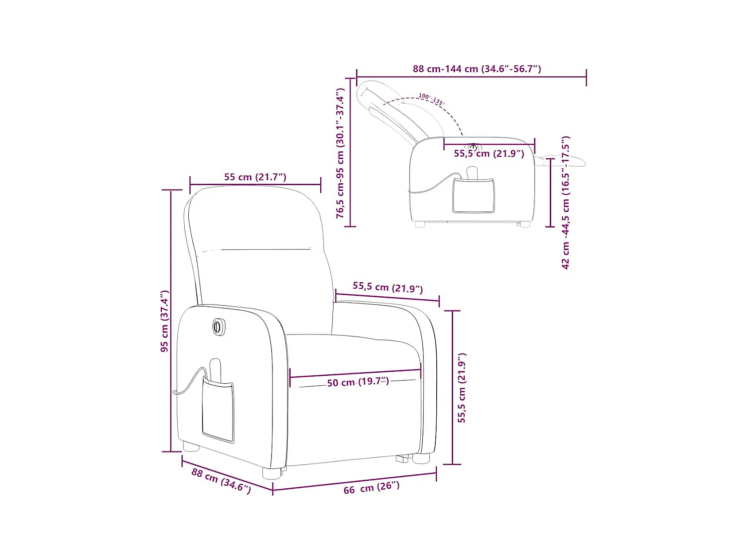 Fauteuil inclinable de massage électrique Vert foncé Tissu