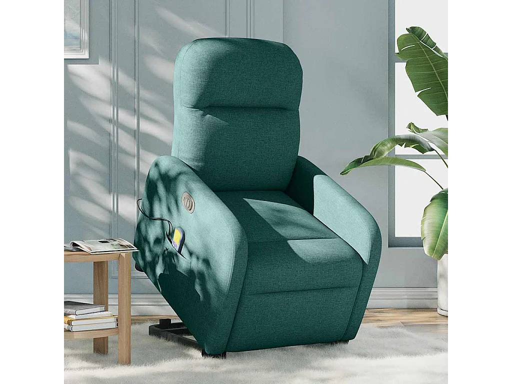 Fauteuil inclinable de massage électrique Vert foncé Tissu