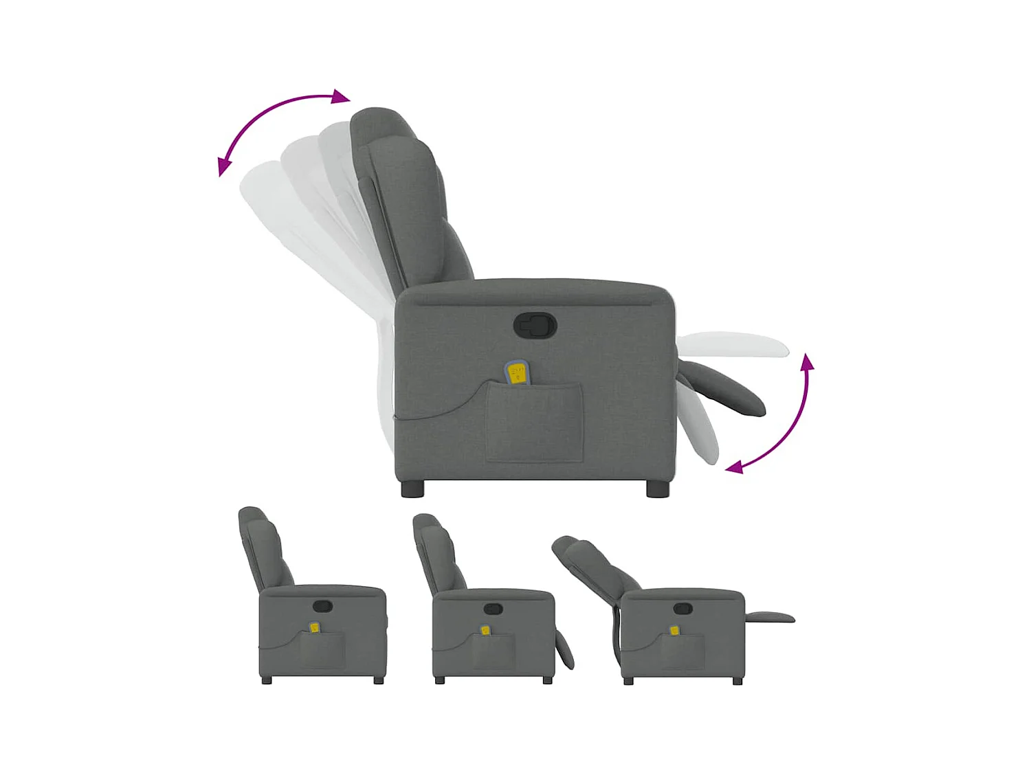 Massagestoel verstelbaar stof donkergrijs