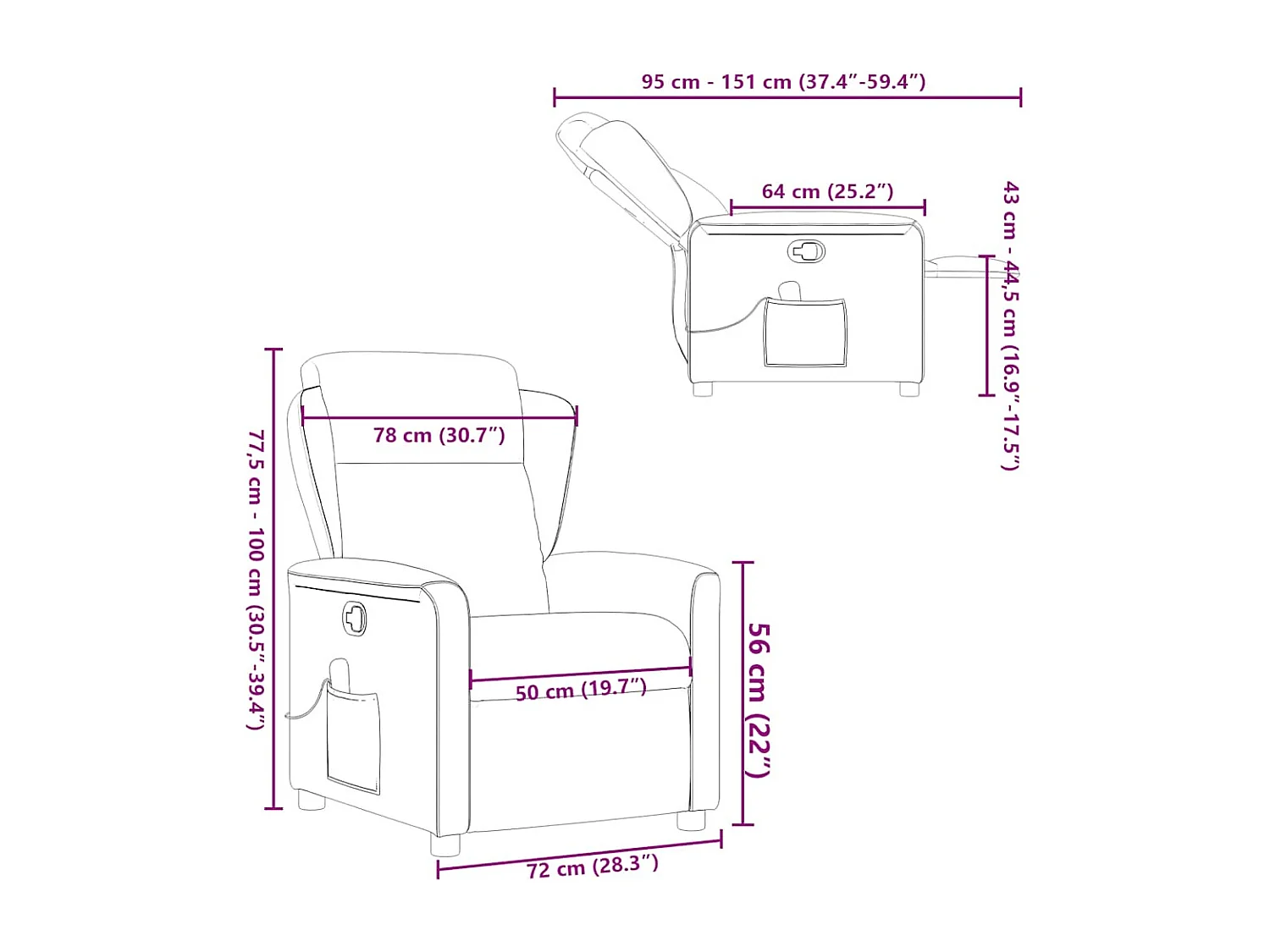 Massage-Relaxsessel, Stoff, Dunkelgrau
