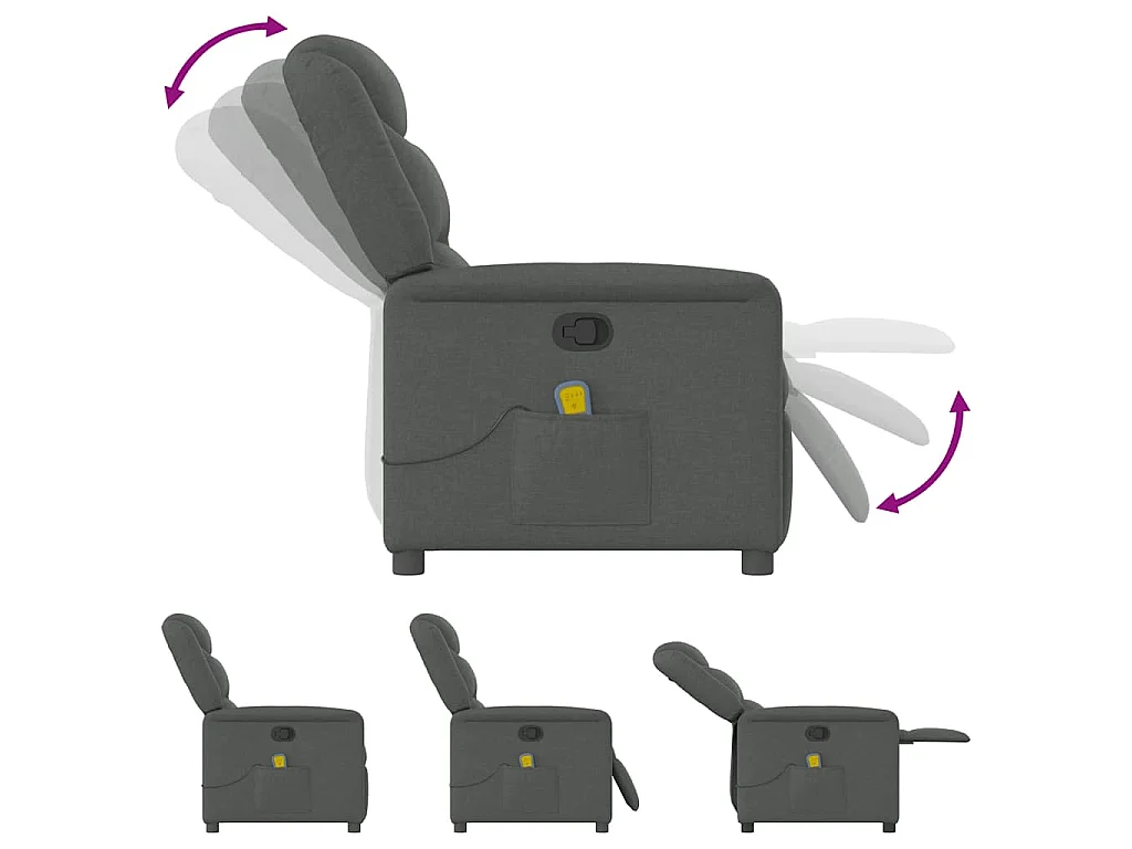 Massagesessel Dunkelgrau Stoff