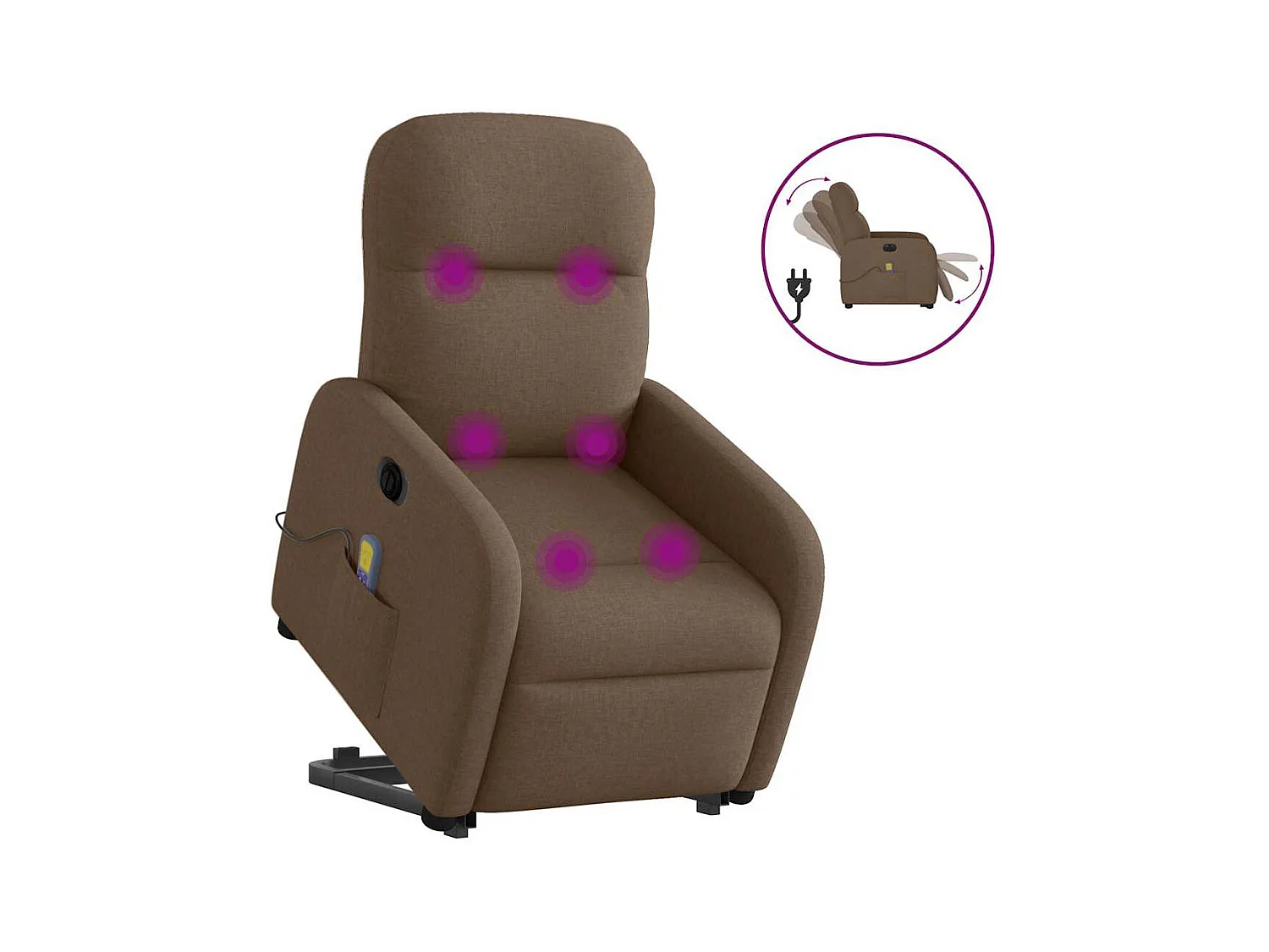 Elektrischer Massagesessel mit Aufstehhilfe Braun Stoff