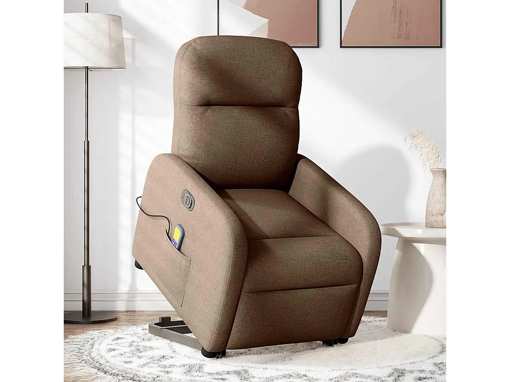 Fauteuil inclinable de massage électrique Marron Tissu