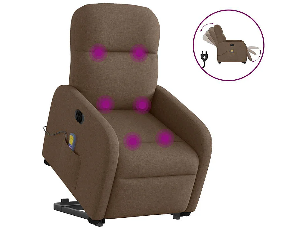 Fauteuil inclinable de massage électrique Marron Tissu