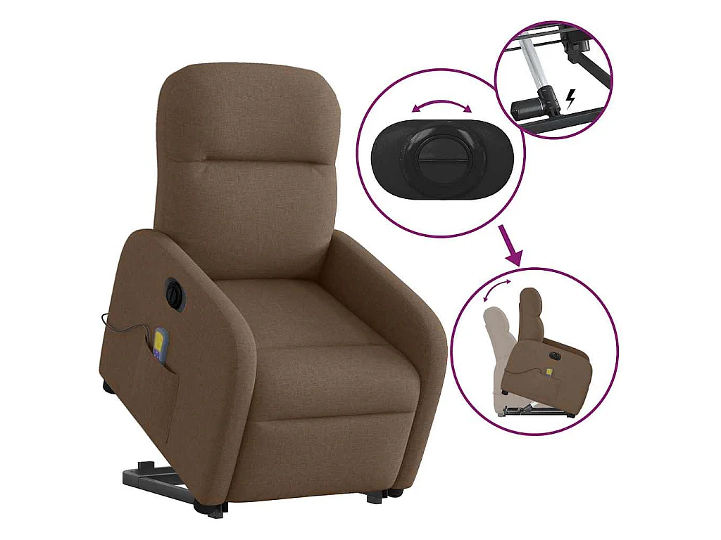 Fauteuil inclinable de massage électrique Marron Tissu
