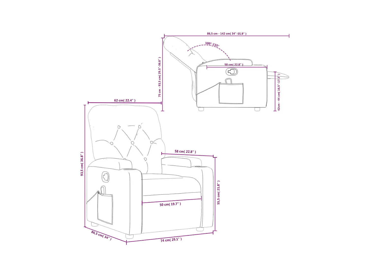 Massagestoel verstelbaar stof bruin