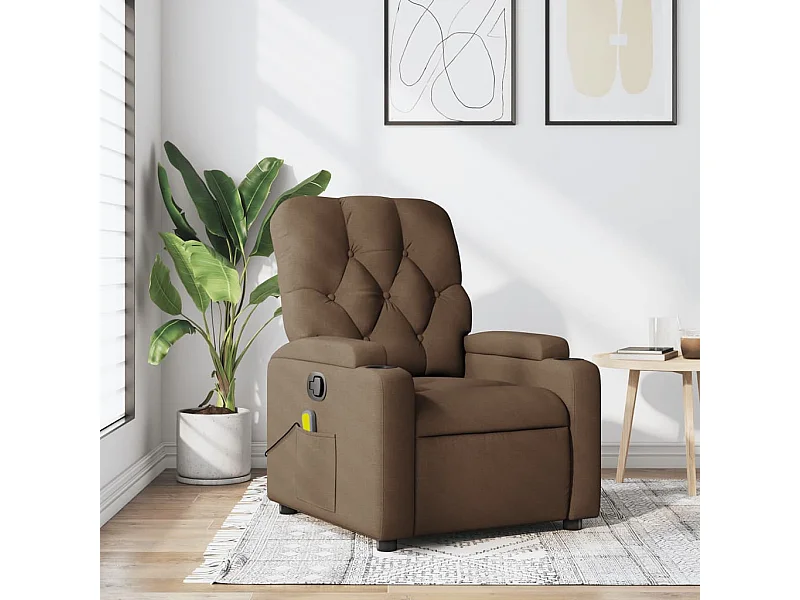 Fauteuil de massage inclinable Marron Tissu
