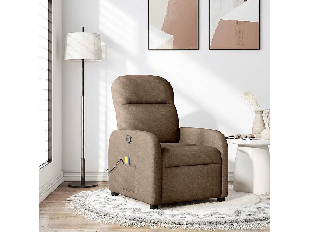 Fauteuil de massage inclinable Marron Tissu
