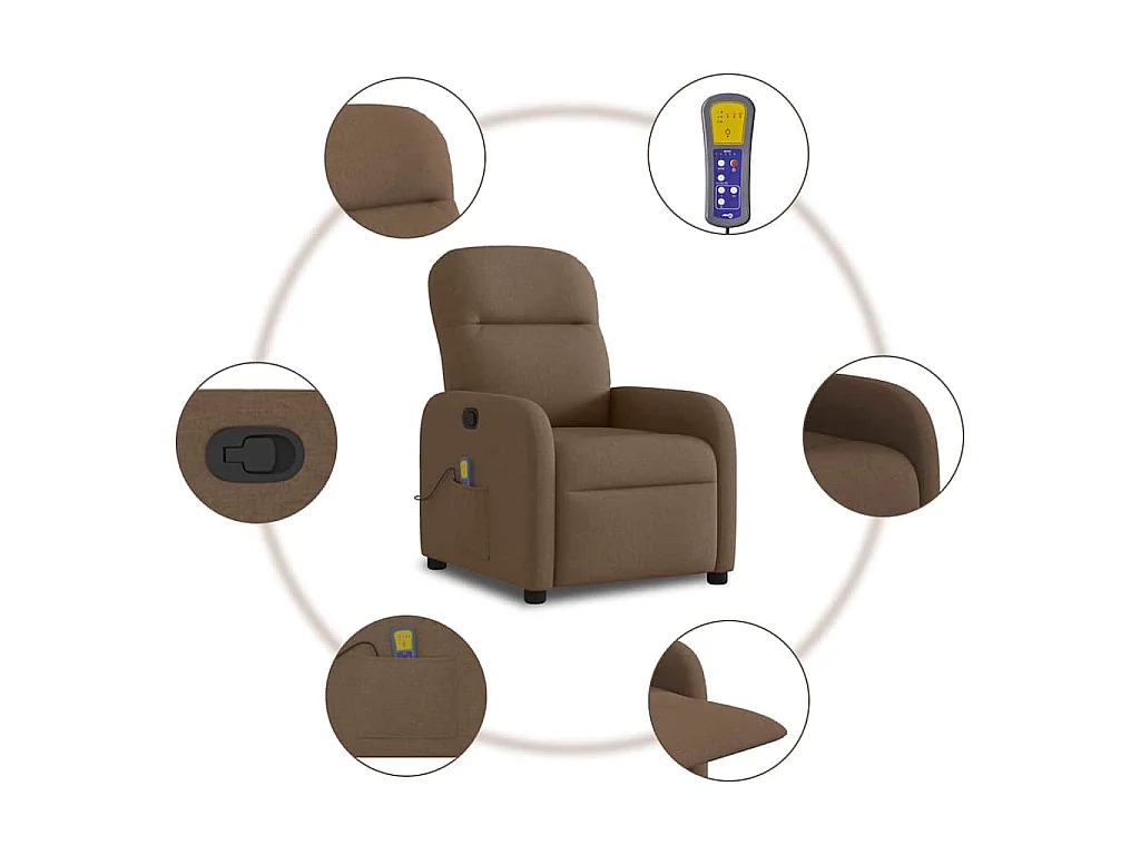 Fauteuil de massage inclinable Marron Tissu