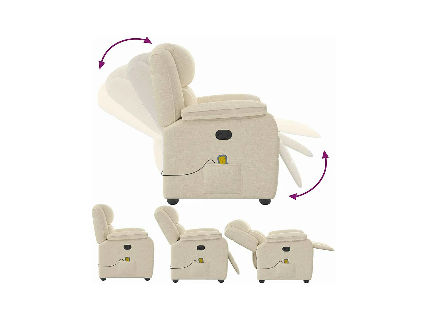 Massagestoel verstelbaar stof crèmekleurig