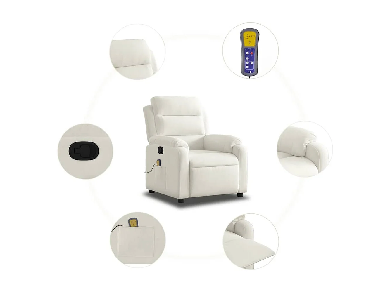 Fauteuil de massage inclinable crème velours