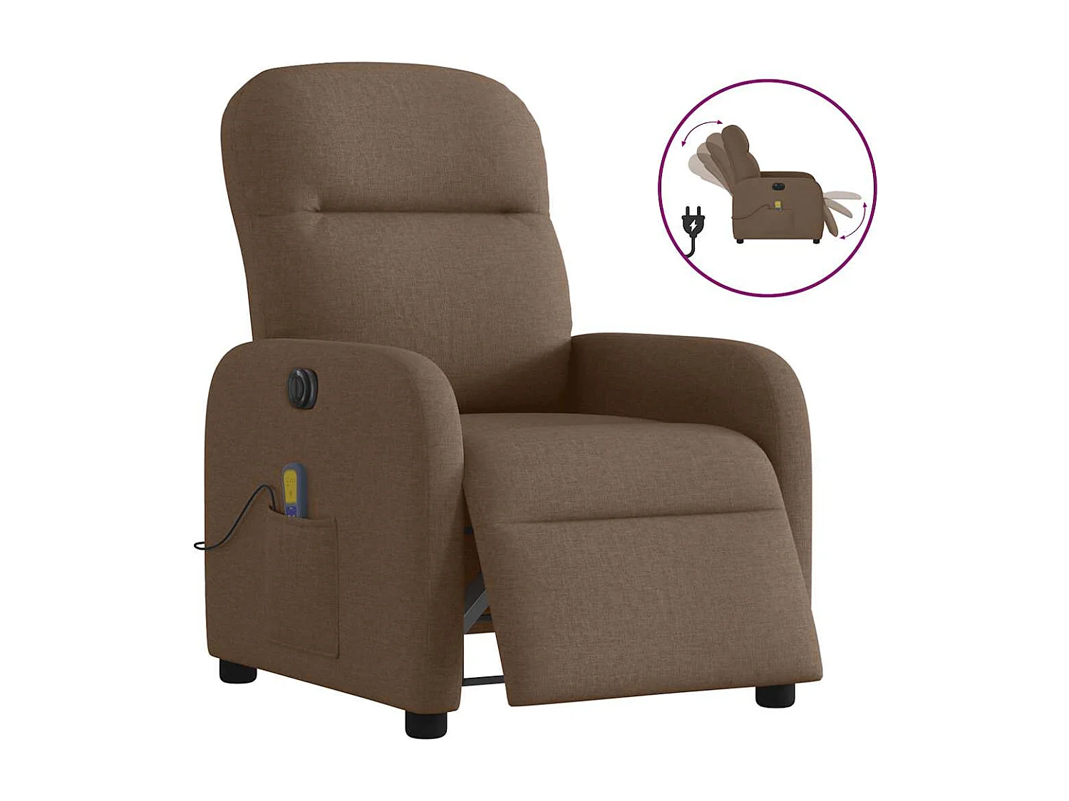 Fauteuil inclinable de massage électrique marron tissu