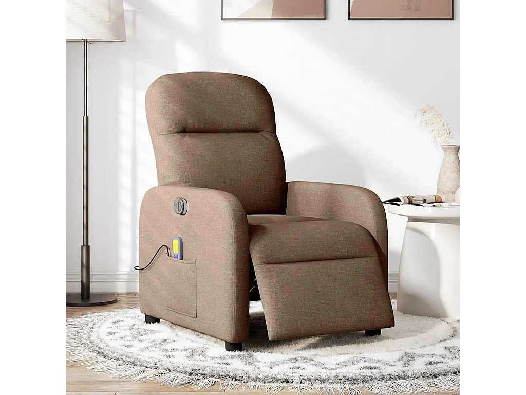 Fauteuil inclinable de massage électrique marron tissu