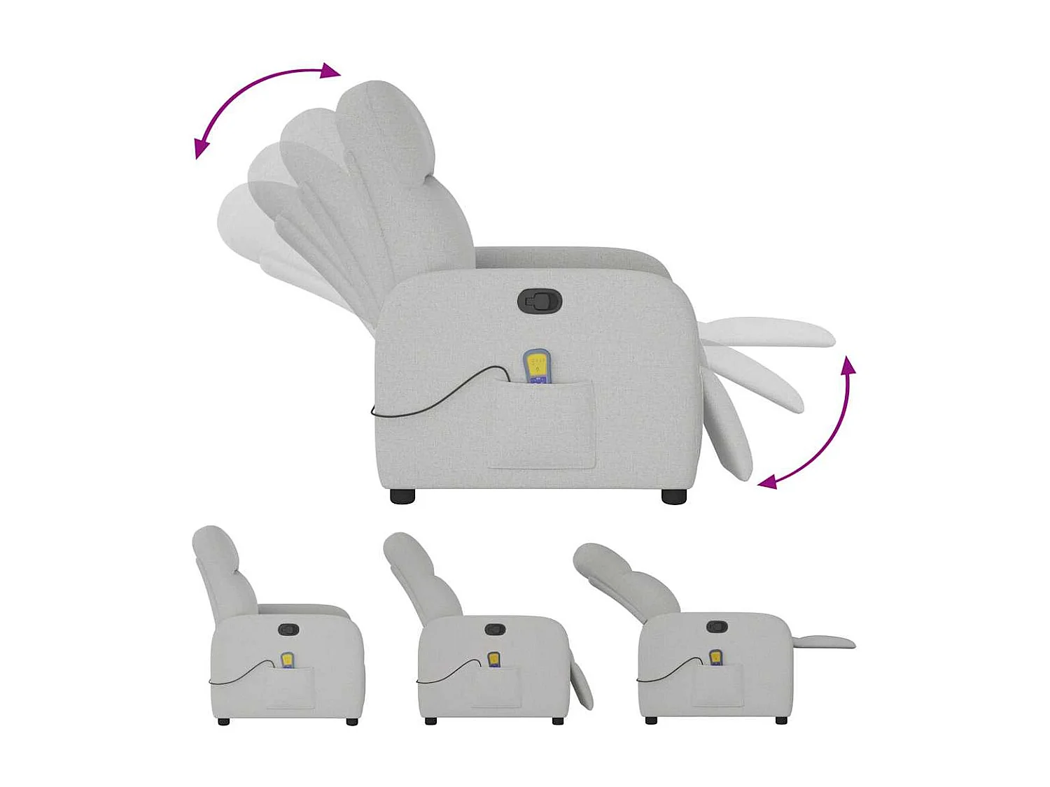 Fauteuil de massage inclinable gris nuage tissu