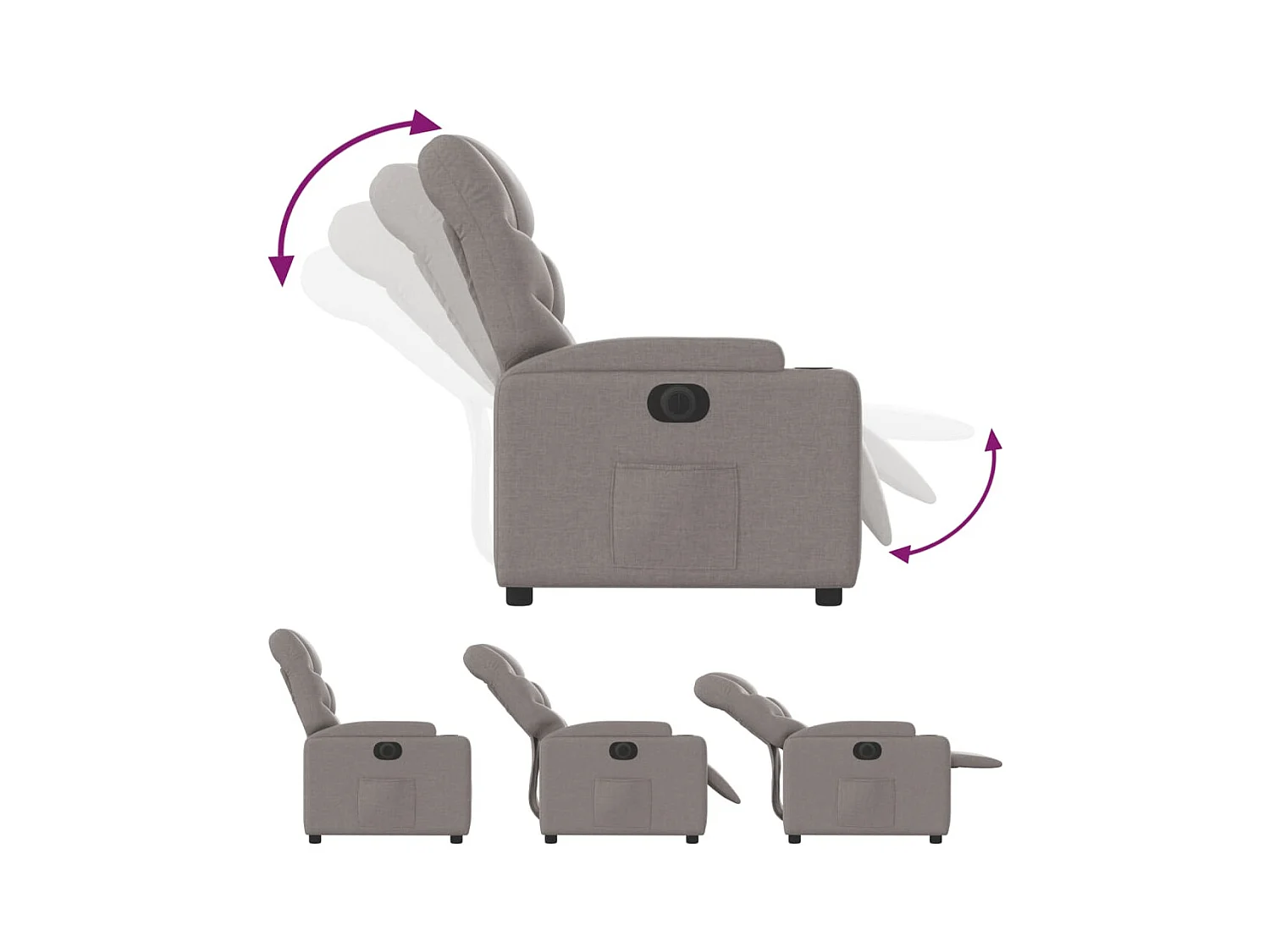 Fauteuil inclinable électrique Taupe Tissu