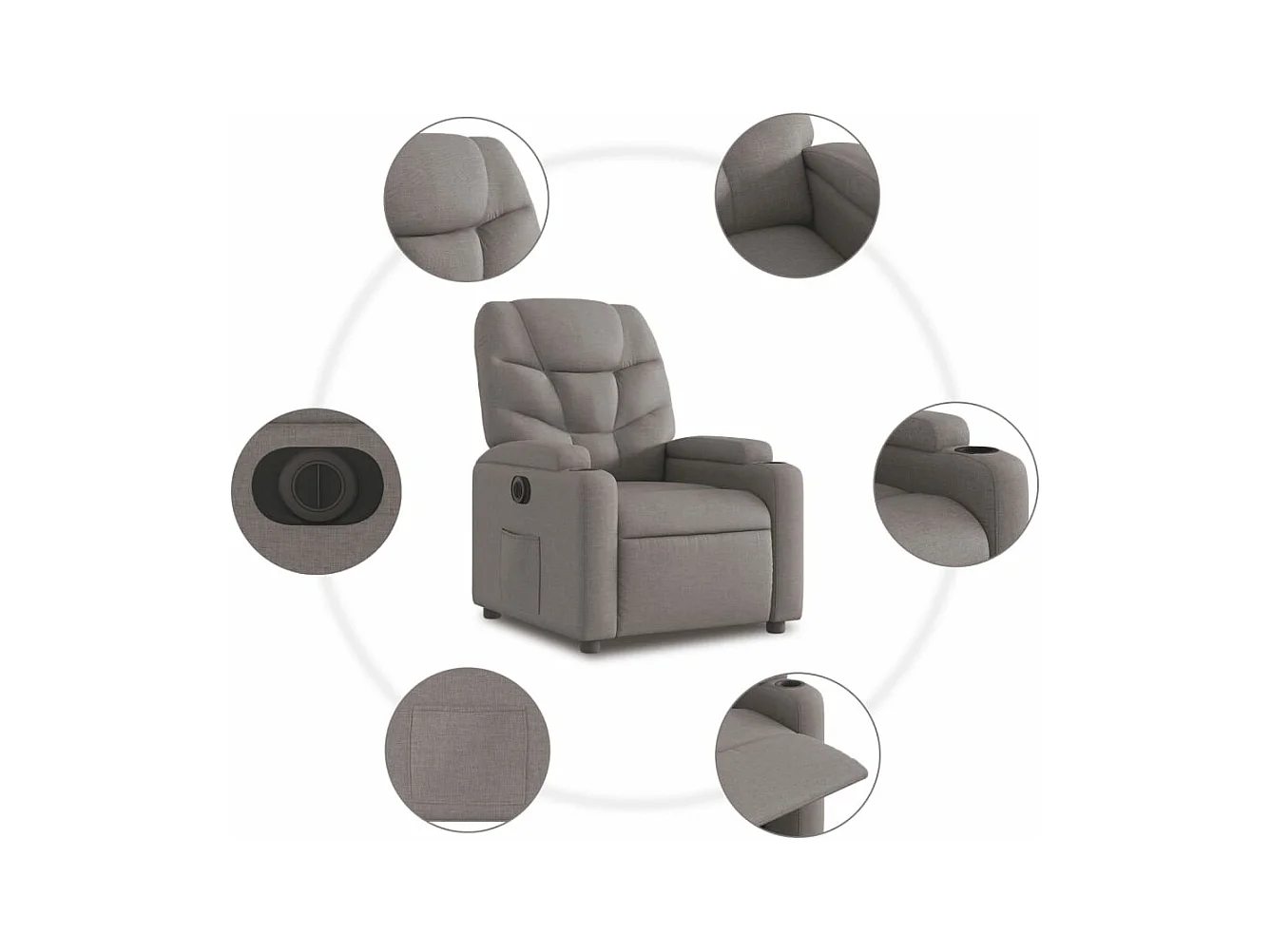 Fauteuil inclinable électrique Taupe Tissu