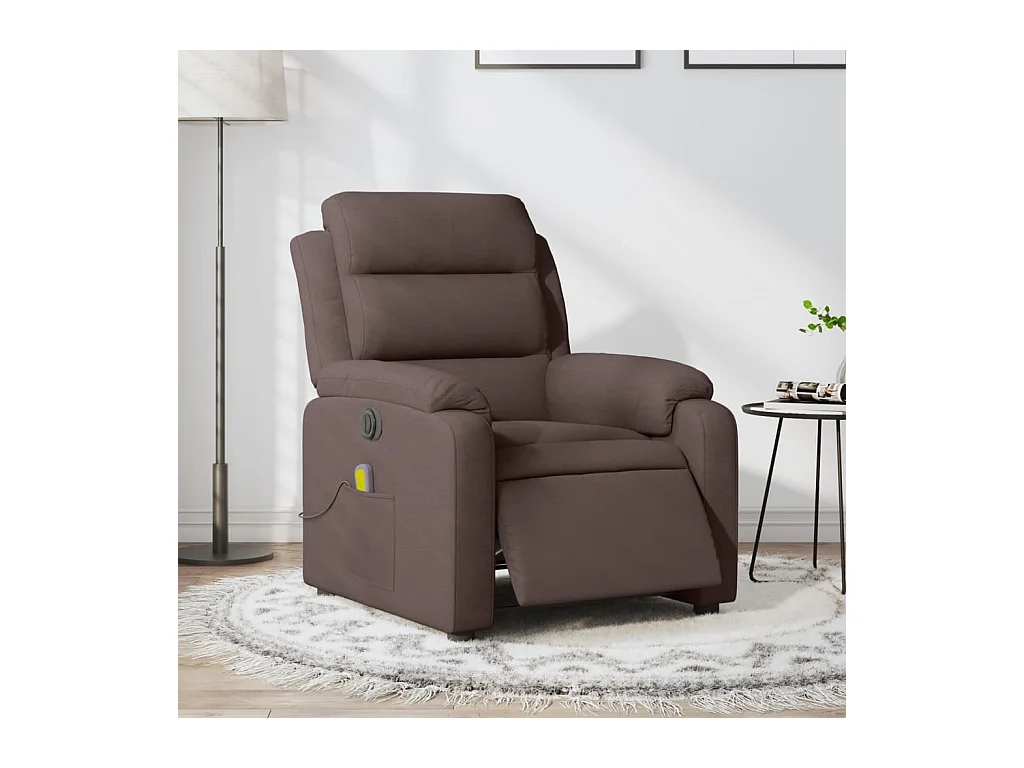 Fauteuil de massage inclinable électrique Marron foncé Tissu