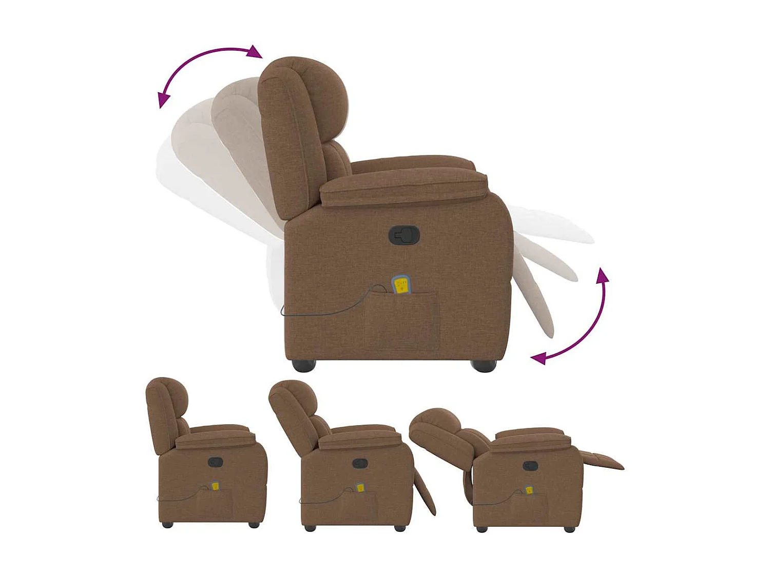 Fauteuil de massage inclinable Marron Tissu