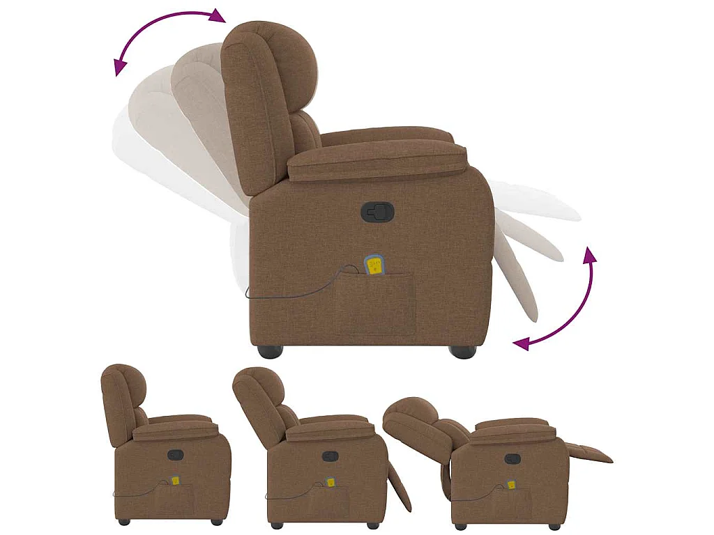 Fauteuil de massage inclinable Marron Tissu