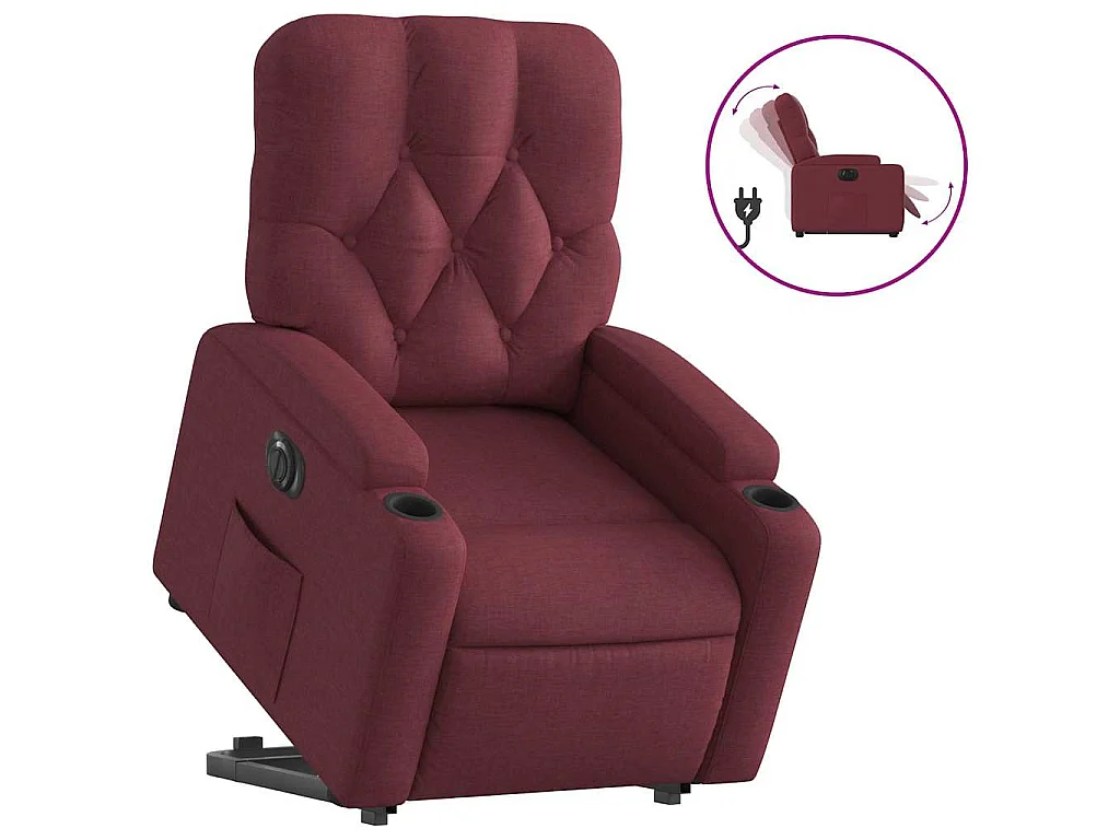 Sta-op-stoel elektrisch verstelbaar stof wijnrood