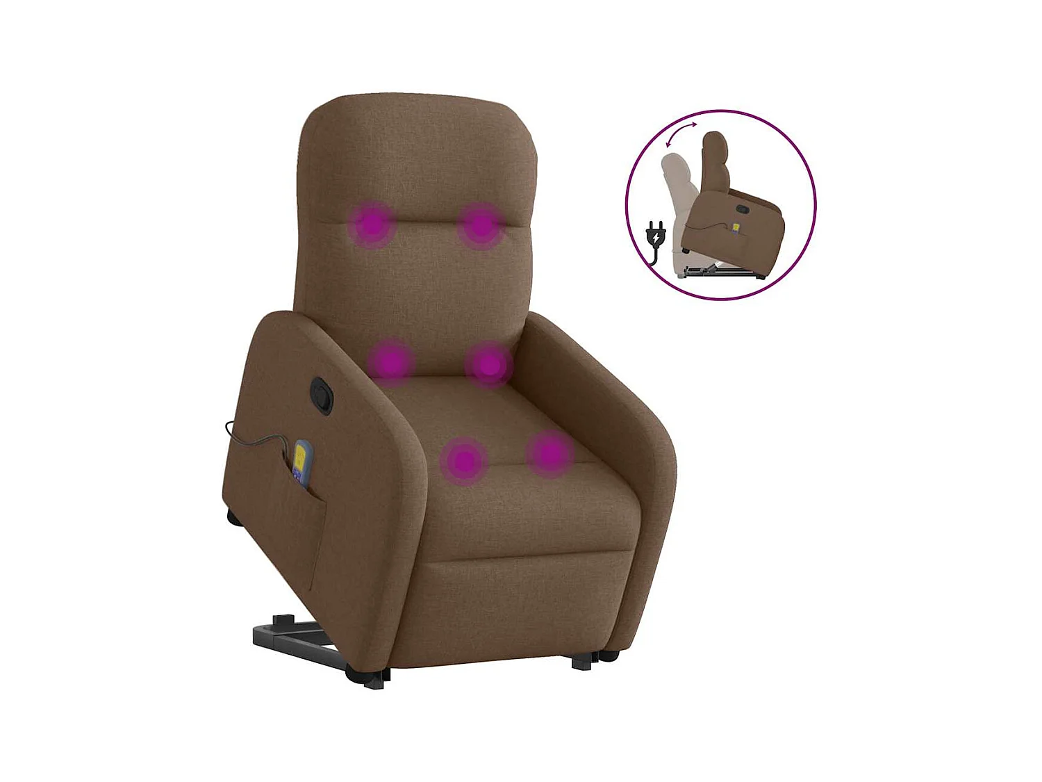Massagesessel mit Aufstehhilfe Braun Stoff