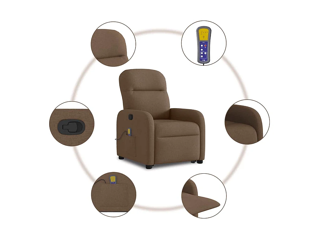 Fauteuil de massage inclinable Marron Tissu