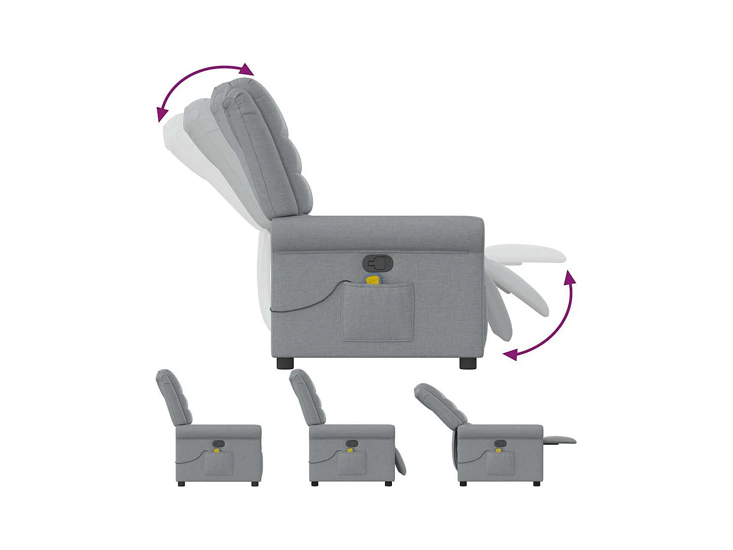 Massagestoel verstelbaar stof lichtgrijs