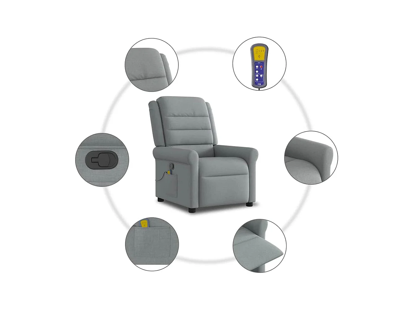 Massagestoel verstelbaar stof lichtgrijs