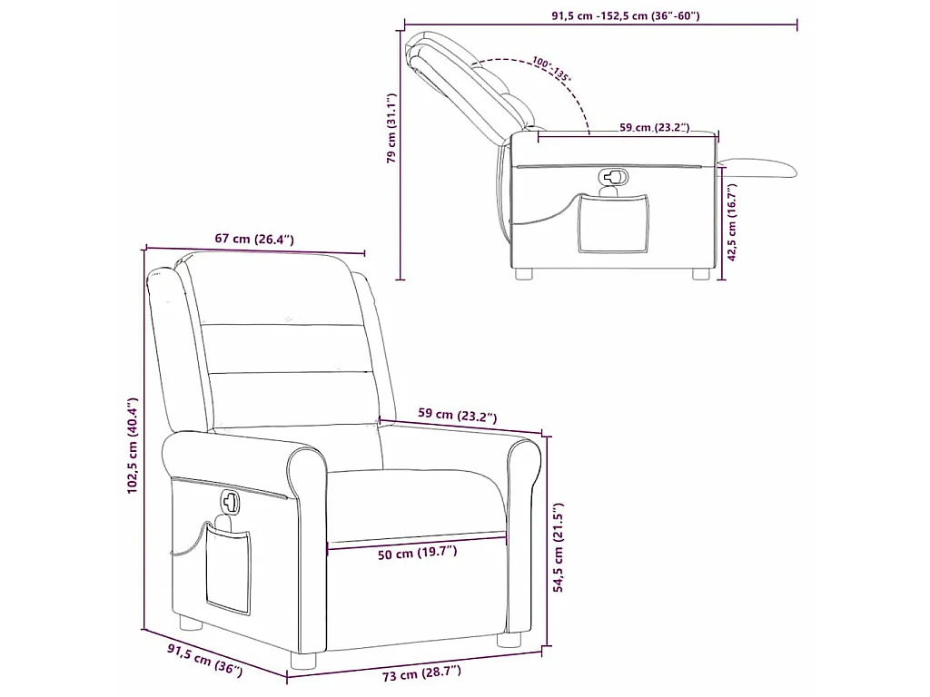Fauteuil de massage inclinable Gris clair Tissu