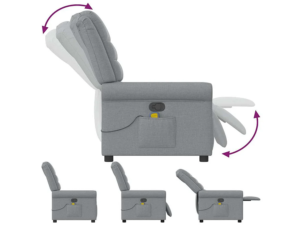 Fauteuil de massage inclinable Gris clair Tissu