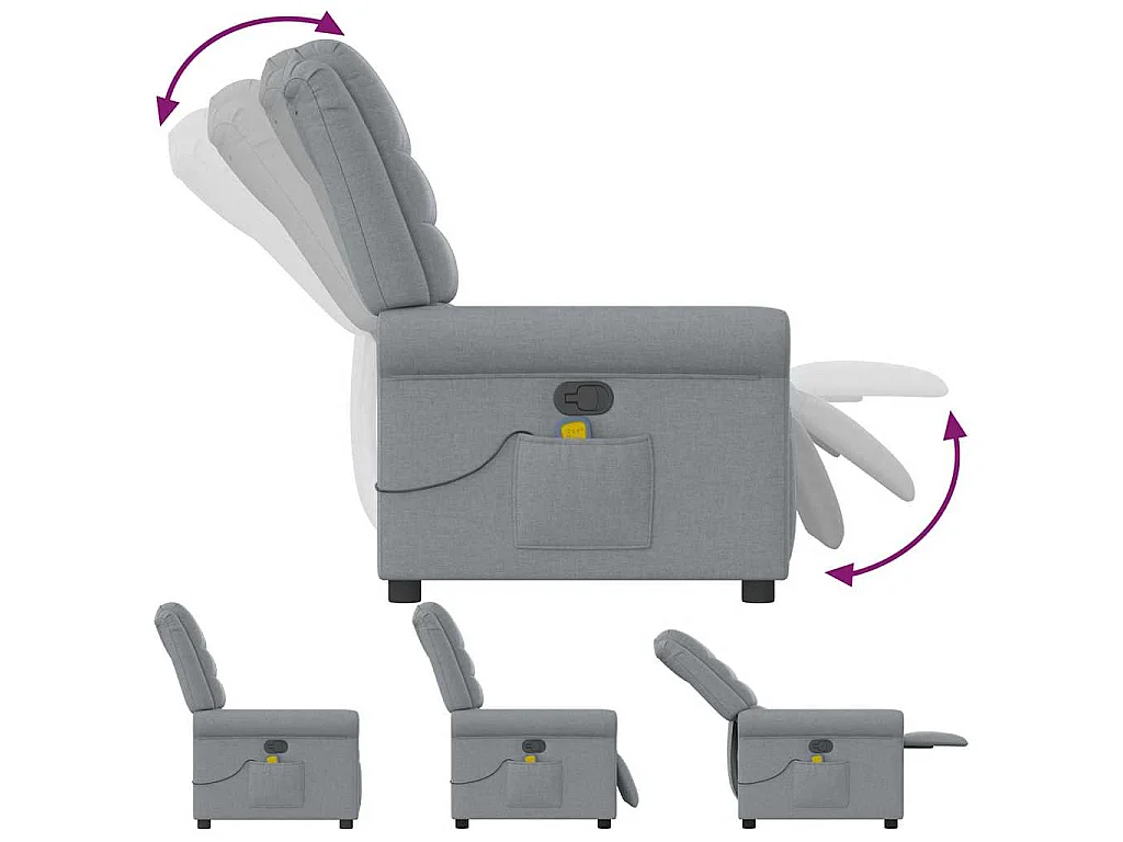 Fauteuil de massage inclinable Gris clair Tissu