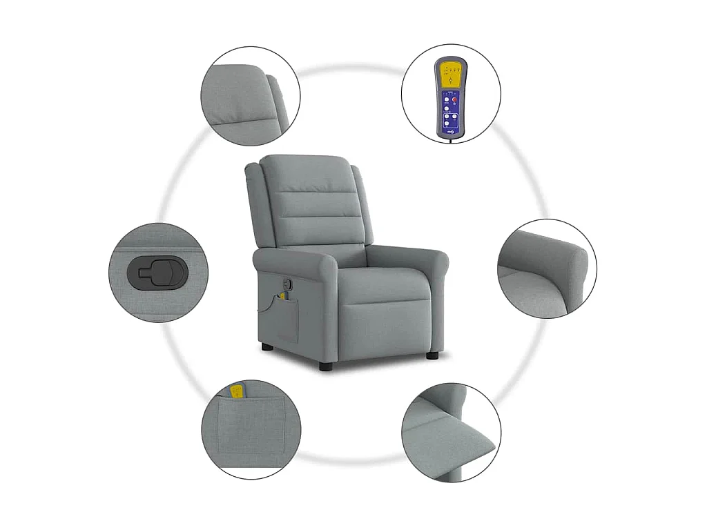 Fauteuil de massage inclinable Gris clair Tissu