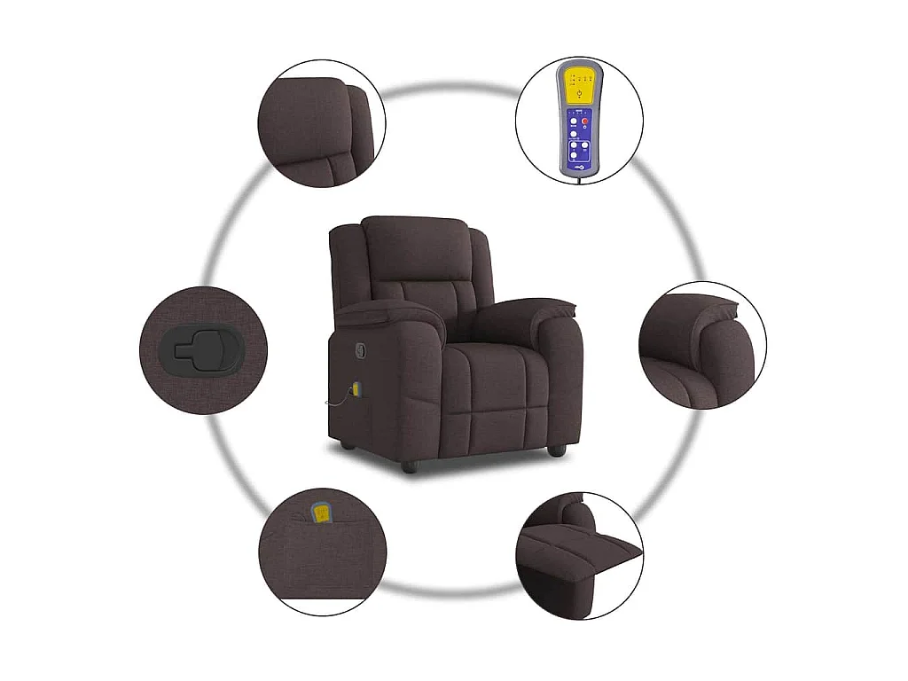 Fauteuil de massage inclinable Marron foncé Tissu