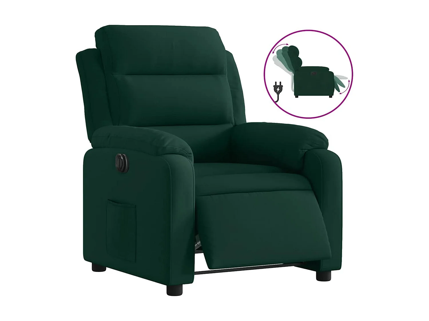 Fauteuil inclinable électrique vert foncé velours