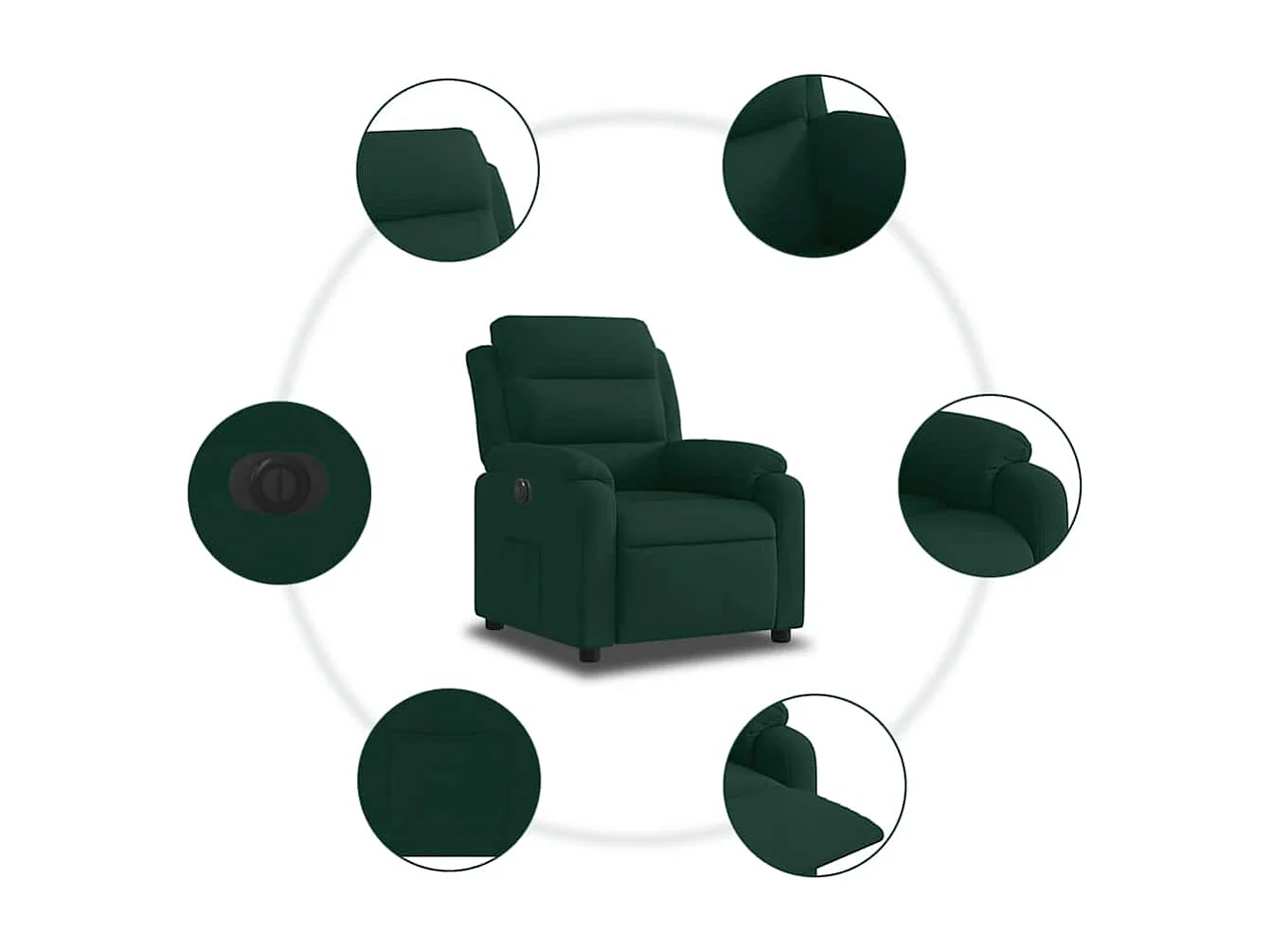 Fauteuil inclinable électrique vert foncé velours