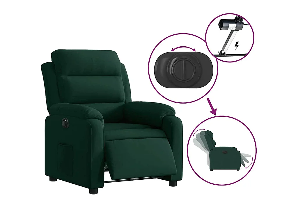 Fauteuil inclinable électrique vert foncé velours