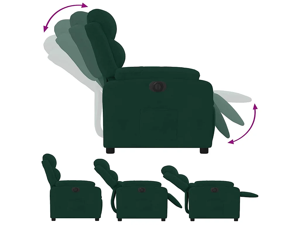 Fauteuil inclinable électrique vert foncé velours