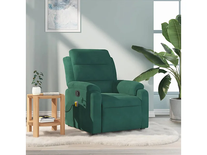 Sillón de masaje reclinable de terciopelo verde oscuro