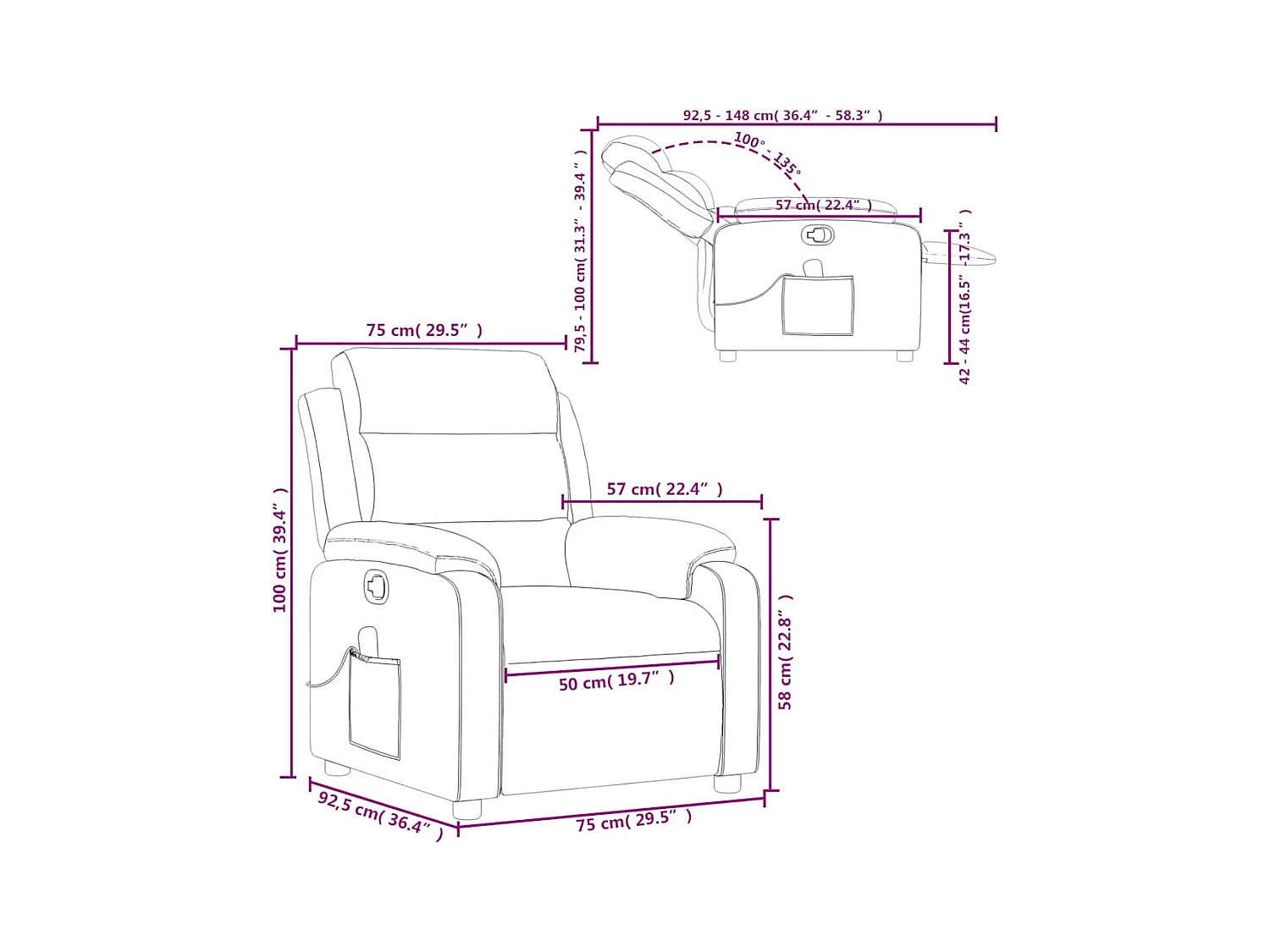 Fauteuil de massage inclinable vert foncé velours