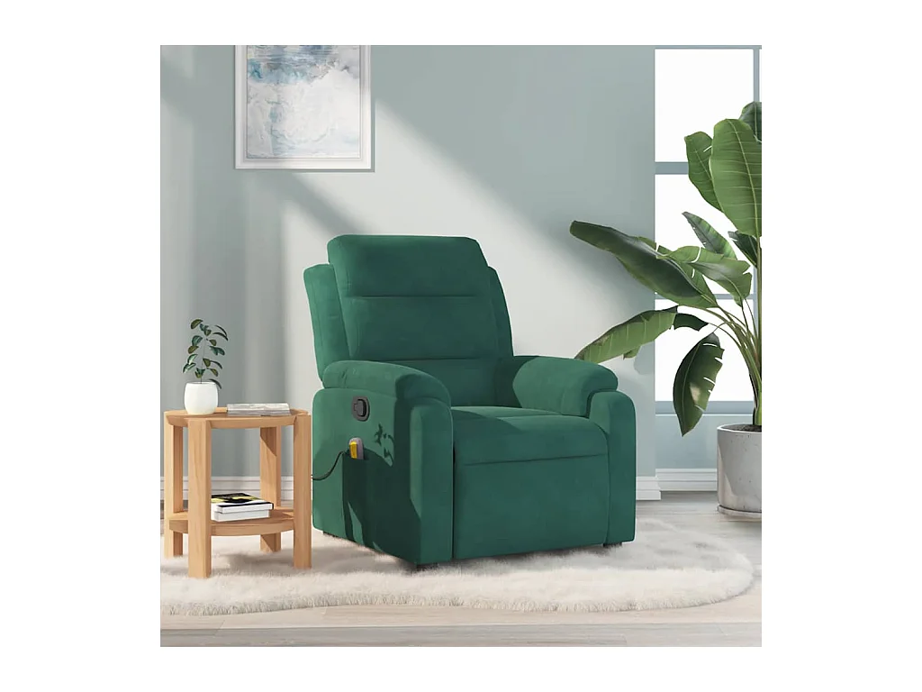 Fauteuil de massage inclinable vert foncé velours