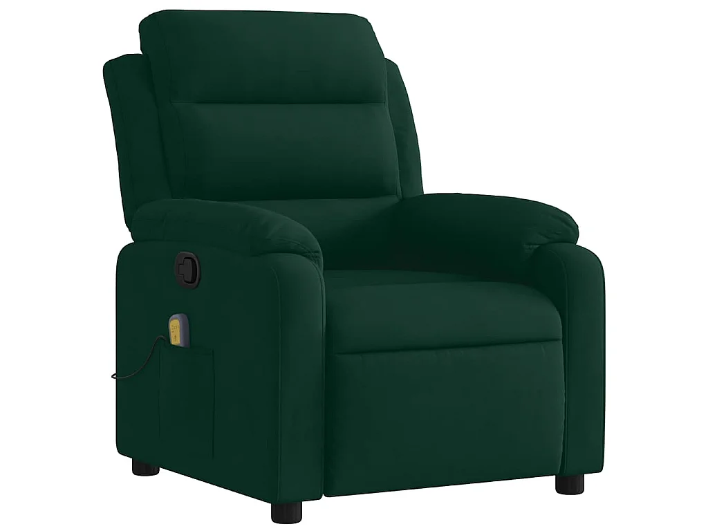 Poltrona de massagens reclinável veludo verde-escuro