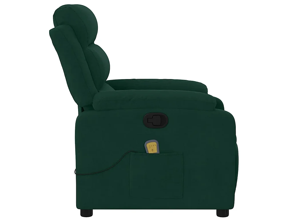 Poltrona de massagens reclinável veludo verde-escuro