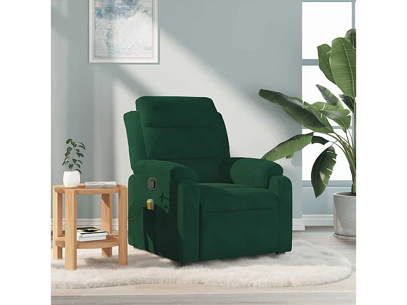Fauteuil de massage inclinable vert foncé velours