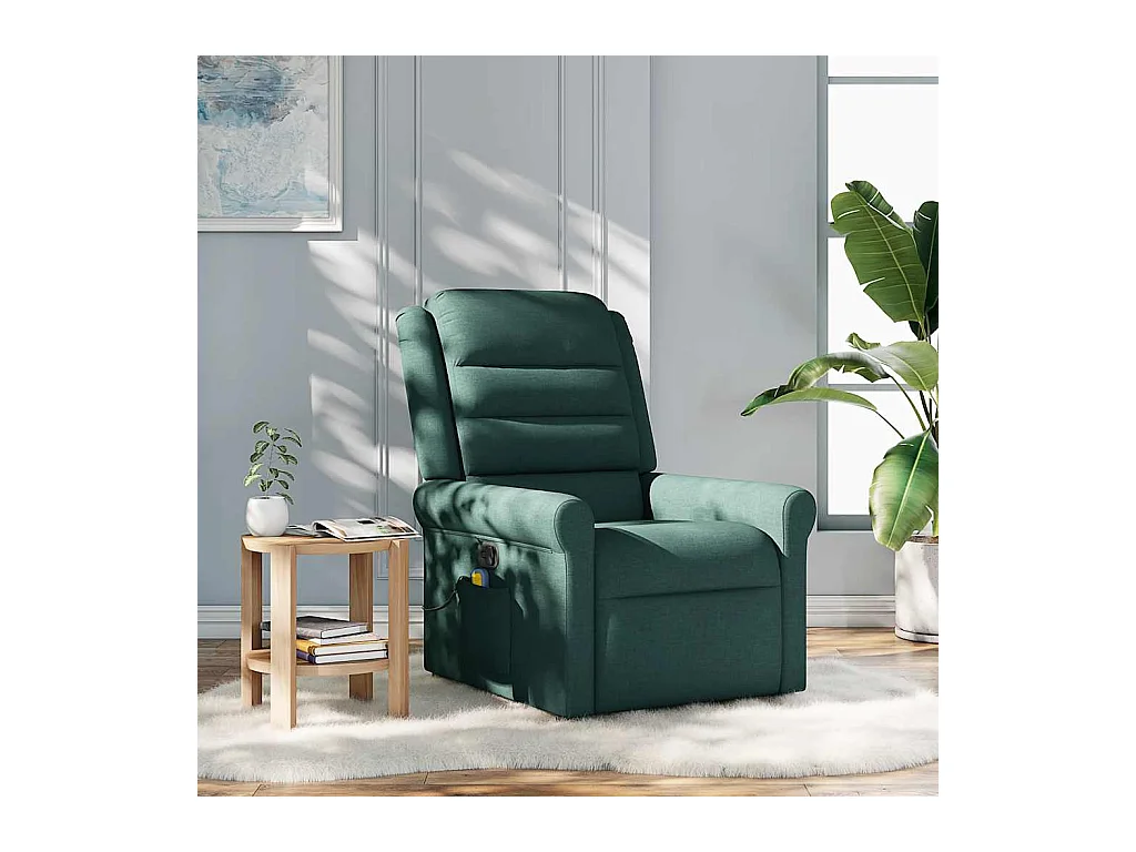 Fauteuil de massage inclinable Vert foncé Tissu