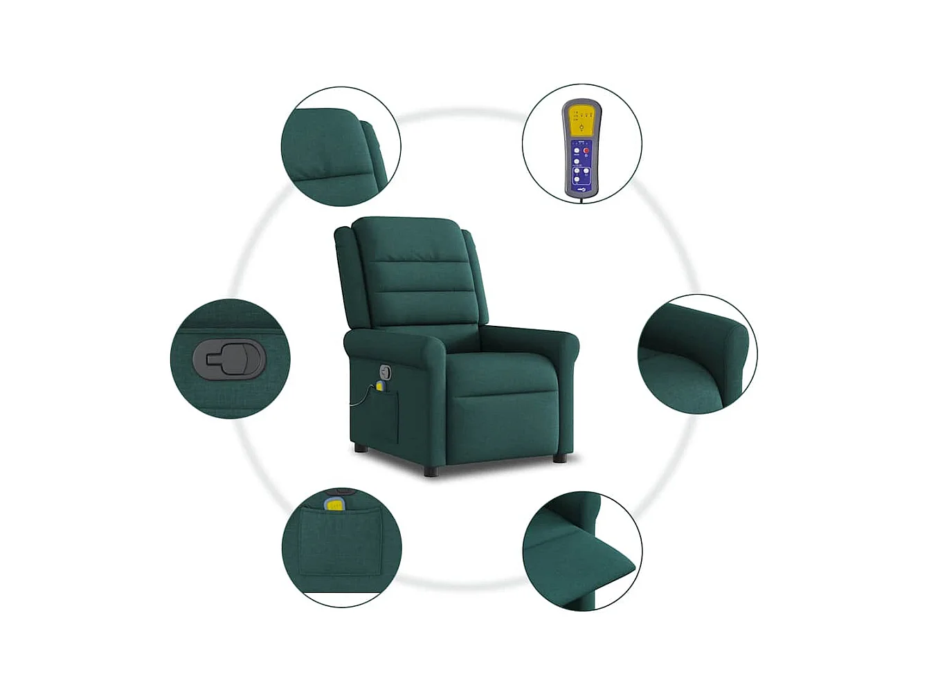 Fauteuil de massage inclinable Vert foncé Tissu